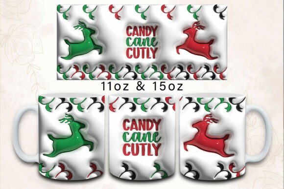 3D Inflated Candy Cane Mug Wrap