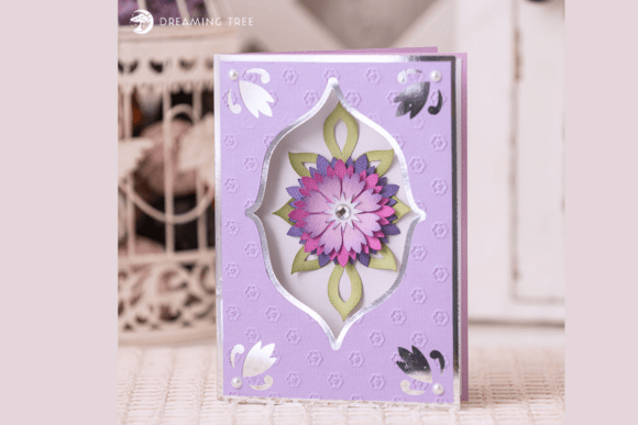 Lavender Fantasy Flower Card SVG