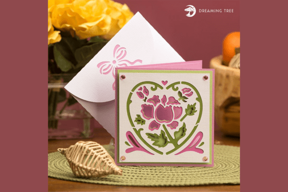 Pink Floral Card SVG: Elegant Design Assets