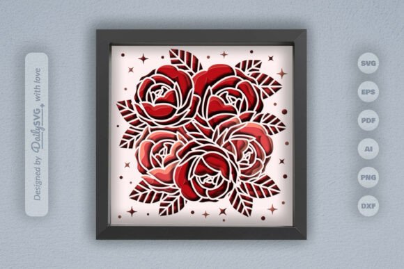 Roses Layered Papercut: Depth & Detail